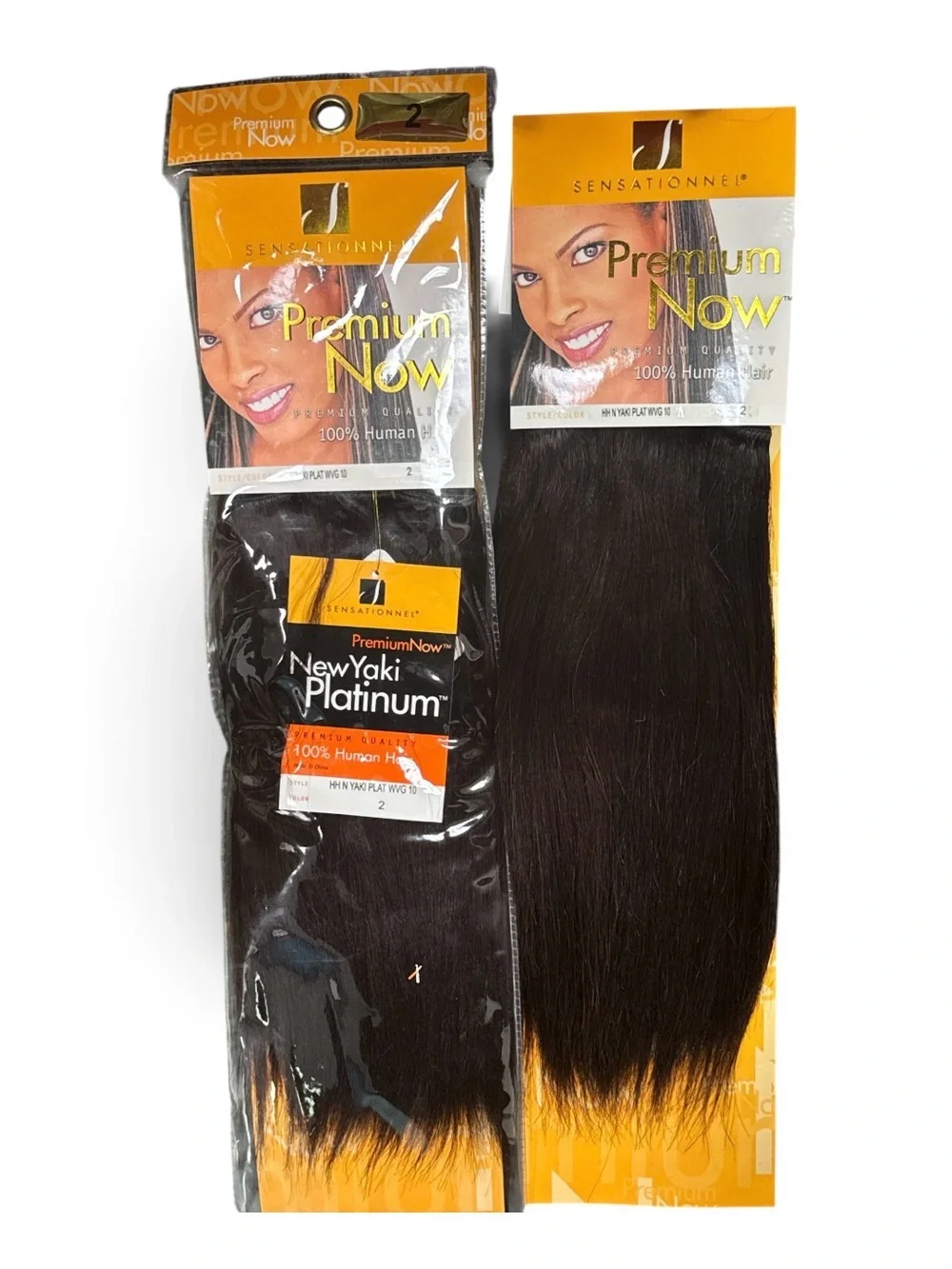 2 packs Sensationnel New Yaki Platinum 100% Human Hair Extensions Color: Black 2